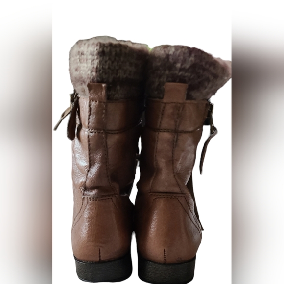 STEVE MADDON JENNYYY BROWN LEATHER COMBAT BOOTS LACE UP & ZIPPER TEXTILE LINING - Picture 13 of 15